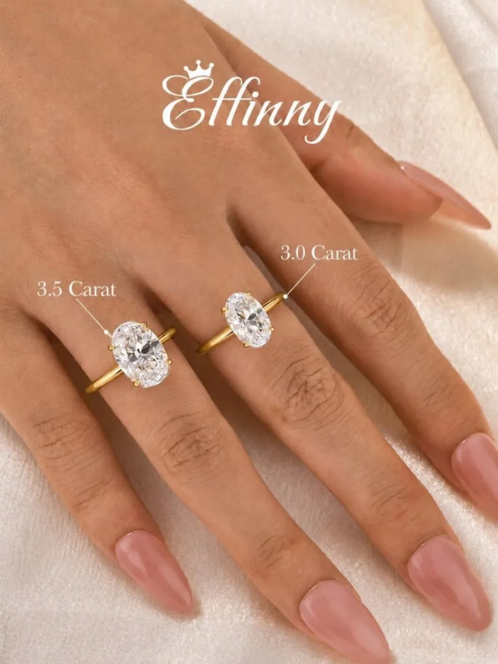 Stunning 3.5 Carat Elongated Oval Cut Engagement Ring, 925 Sterling Silver